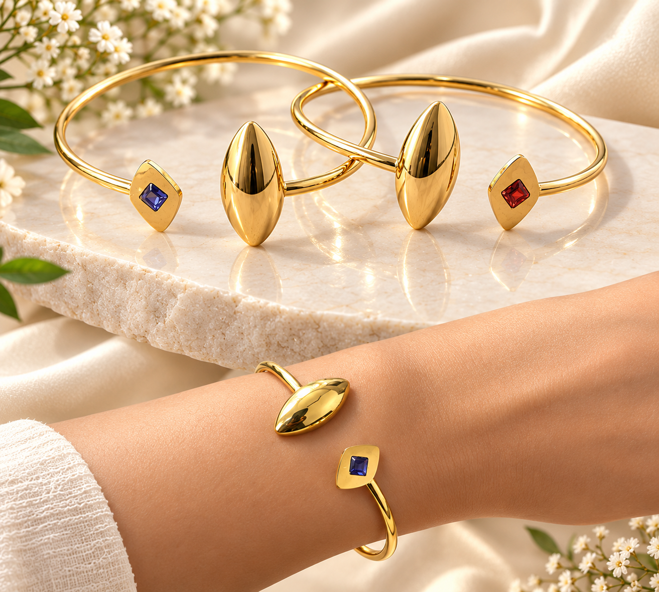 Easy-wearing antitarnished bangle